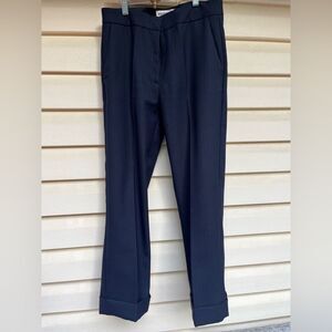 Essentiel Antwerp dark blue/white faint stitch ankle pants, zipper, cuffs, 34(2)